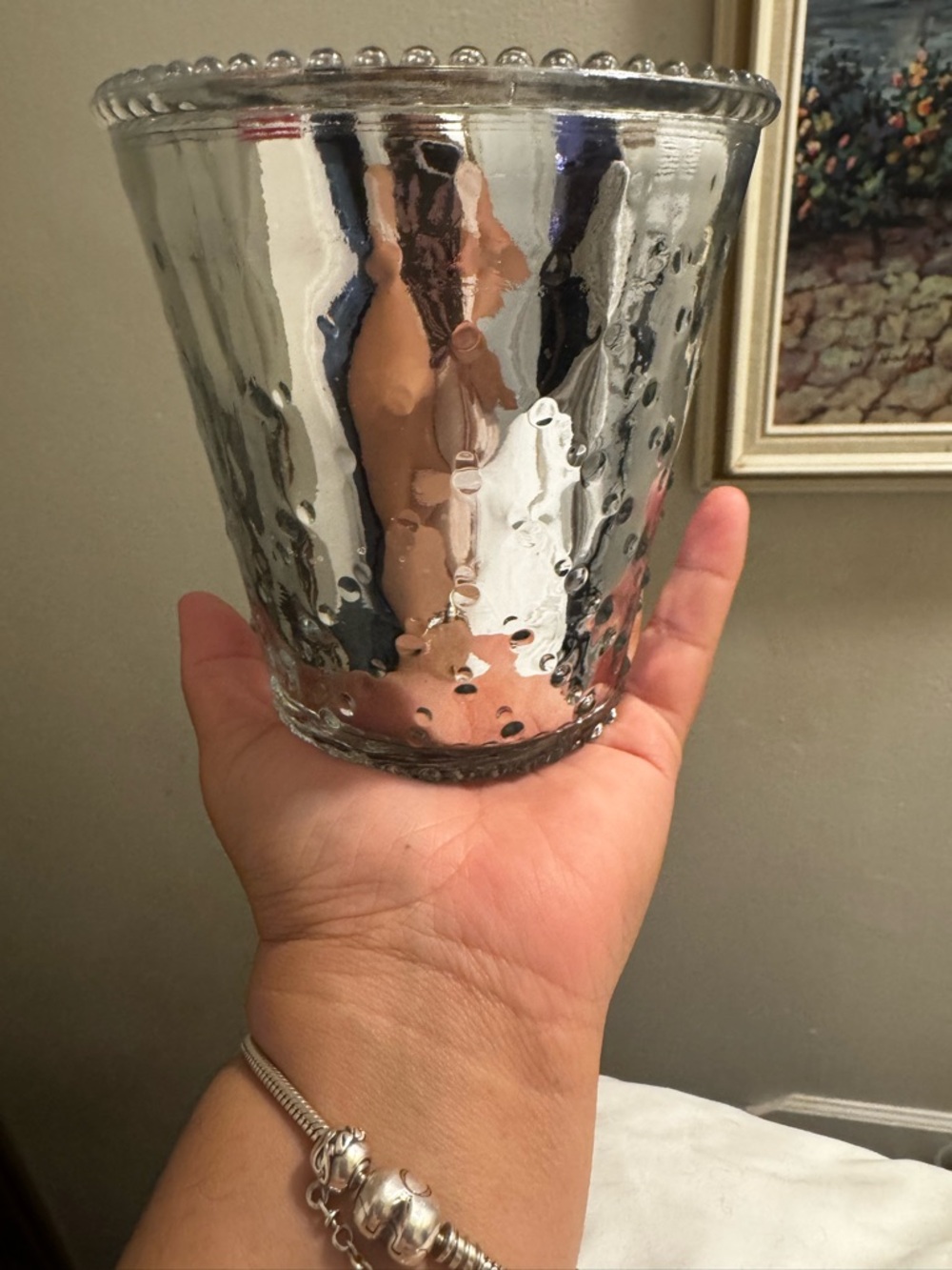 Textured Silver Glass Vase